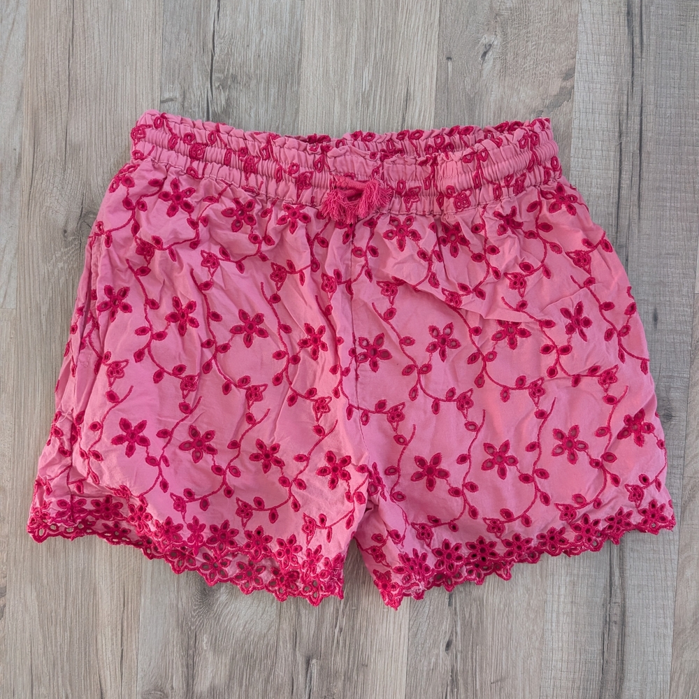 Mini Boden Pink Floral Eyelet Shorts, 11Y (V3)